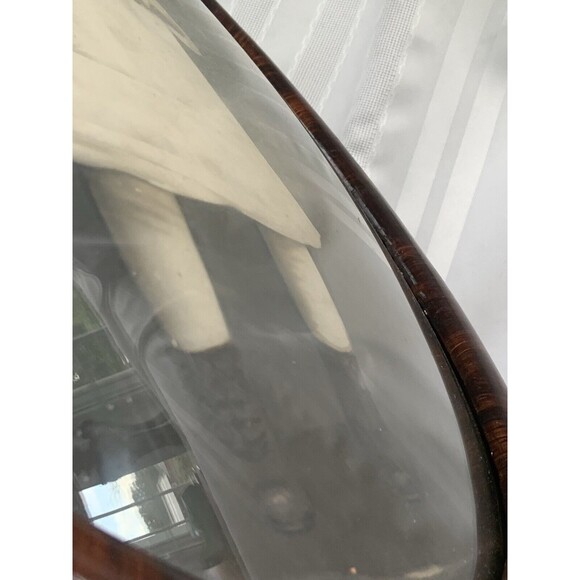 ANTIQUE BABY PRINT OVAL CONVEX PAINTED TIGER WOOD FRAME with CONVEX GLASS Read - Picture 8 of 13